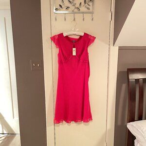 Ann Taylor Red Silk Petite Dress – Elegant Sleeveless Fit & Flare, Size 8P